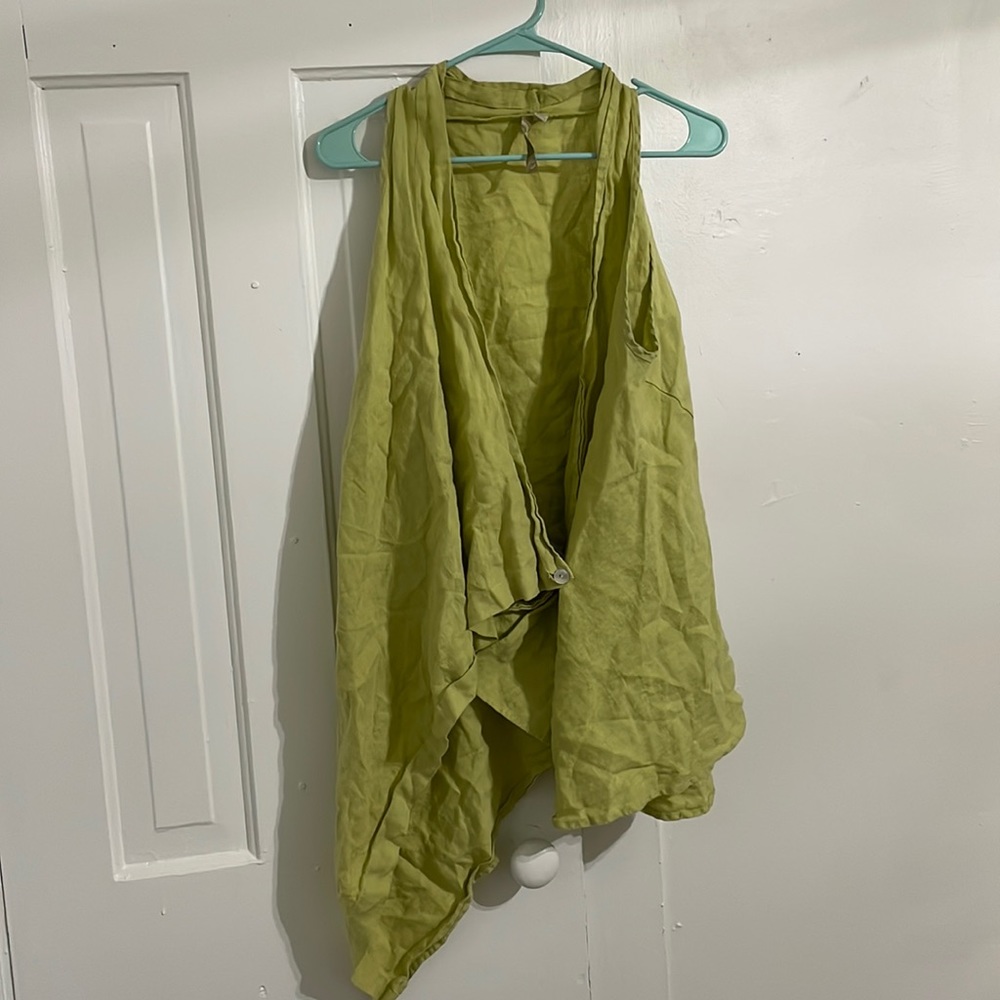 Comfy USA Lime Green Draped Sleeveless Vest